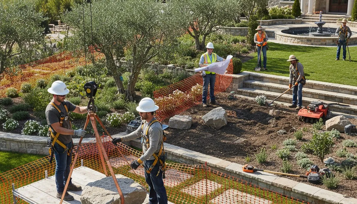 Landscape design crew creating an outdoor space in Staten Island, NY for Tree Service Staten Island NY