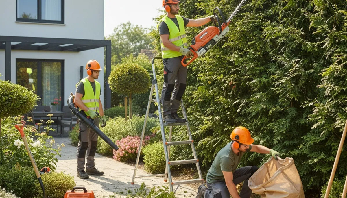 Staten Island, NY tree service crew trimming trees for landscaping maintenance