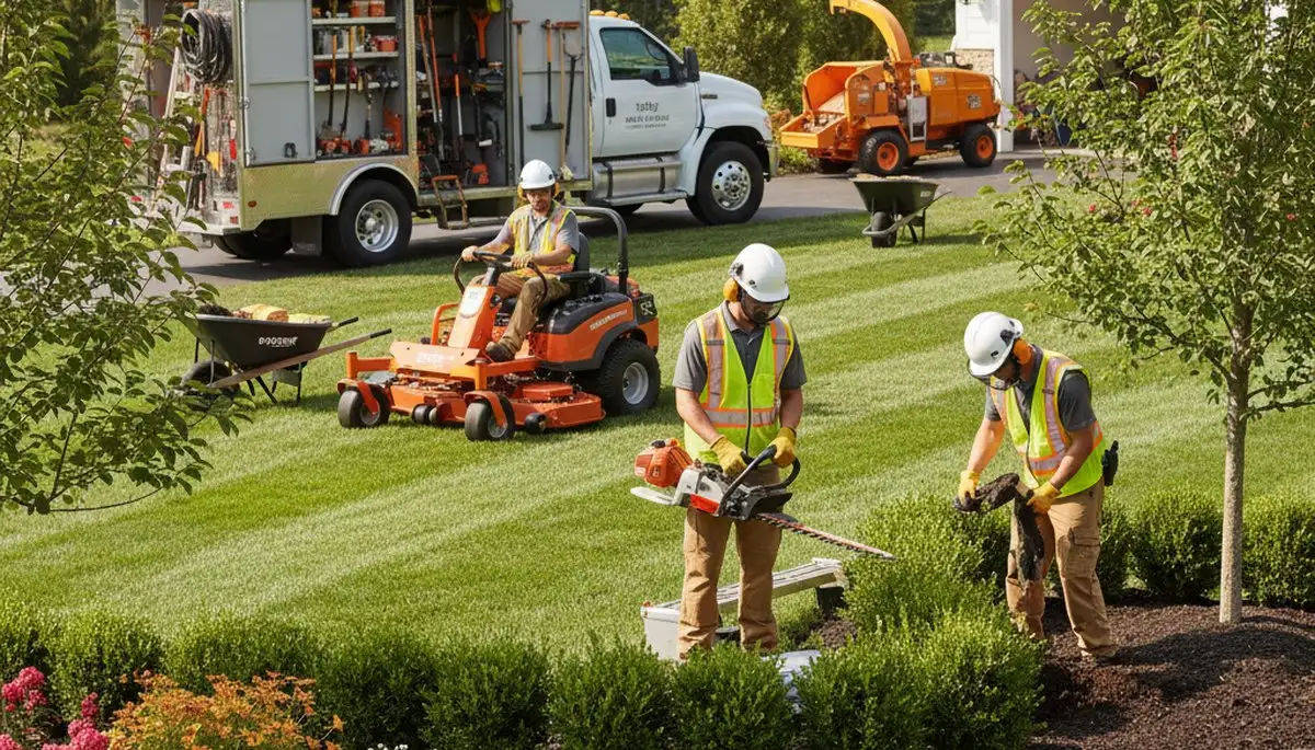 Staten Island, NY tree service crew trimming trees for landscaping maintenance