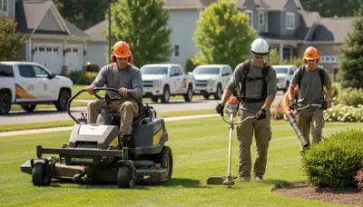 Staten Island, NY tree service crew providing professional lawn and tree care for local properties