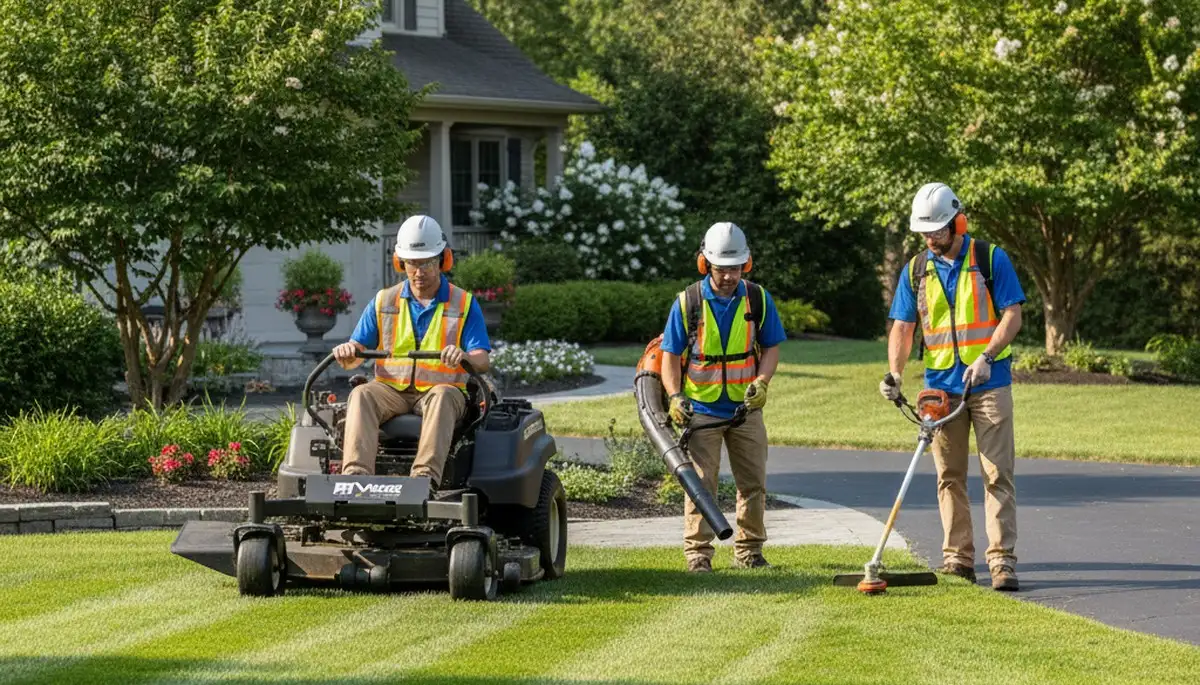 Staten Island, NY tree service crew providing lawn care and arborist maintenance for local properties