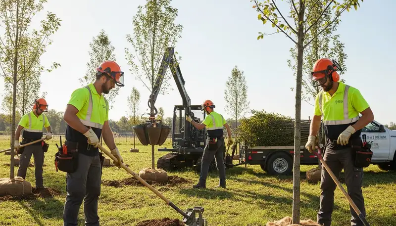 Staten Island, NY arborists planting a new tree for healthy residential growth