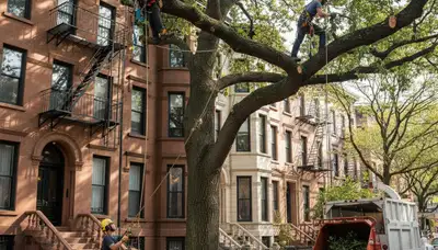 Tree service crew in Staten Island, NY providing professional tree trimming and removal services