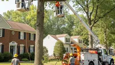 Professional tree service crew in Staten Island, NY performing safe tree trimming and removal