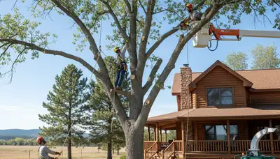 Tree service crew trimming a tree in Staten Island, NY