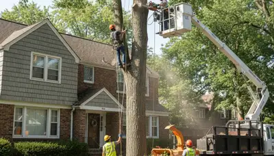 Tree service crew trimming trees in Staten Island, NY