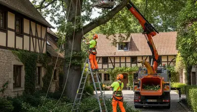 Tree service crew in Staten Island, NY trimming trees for safe, professional property care