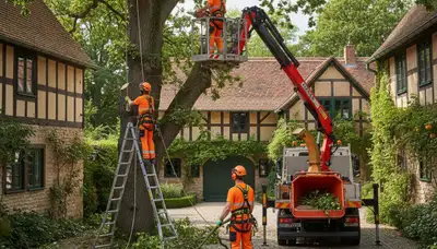Tree service crew removing a tree in Staten Island, NY