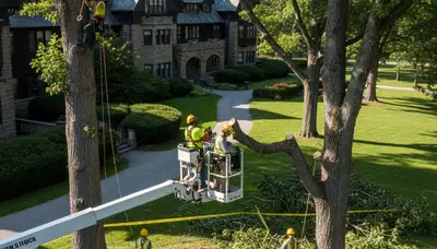Tree service crew in Staten Island, NY performing professional tree trimming and removal