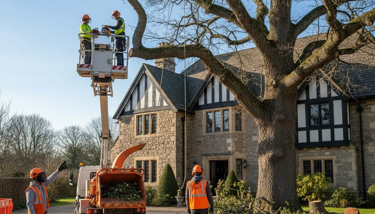 Tree service crew trimming trees in Staten Island, NY for safe, professional property care
