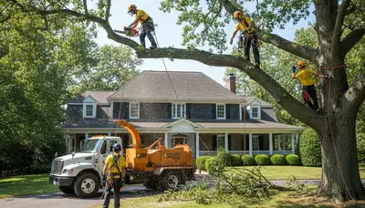 Tree service crew in Staten Island, NY providing professional tree trimming and removal services