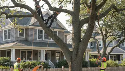 Tree service crew in Staten Island, NY performing professional tree trimming and removal work