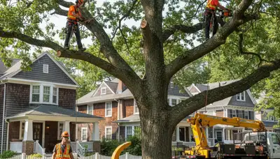 Tree service crew in Staten Island, NY performing professional tree trimming and removal